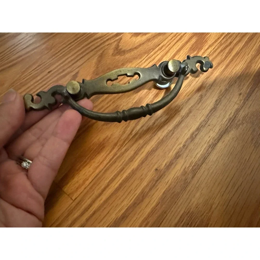 Single Vintage Brass Drawer Pull Cabinet Handle 6 Inch